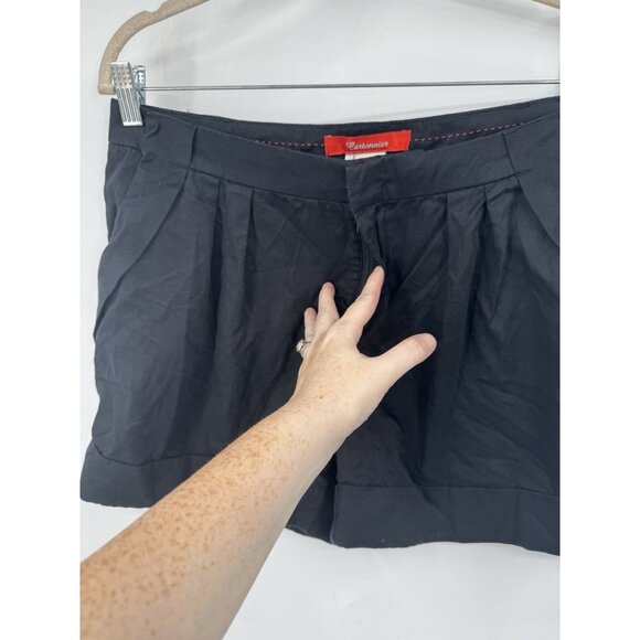 Cartonnier Anthropologie Shorts Tencel Cotton Women 6 Black Preppy Minimalist - Picture 6 of 7